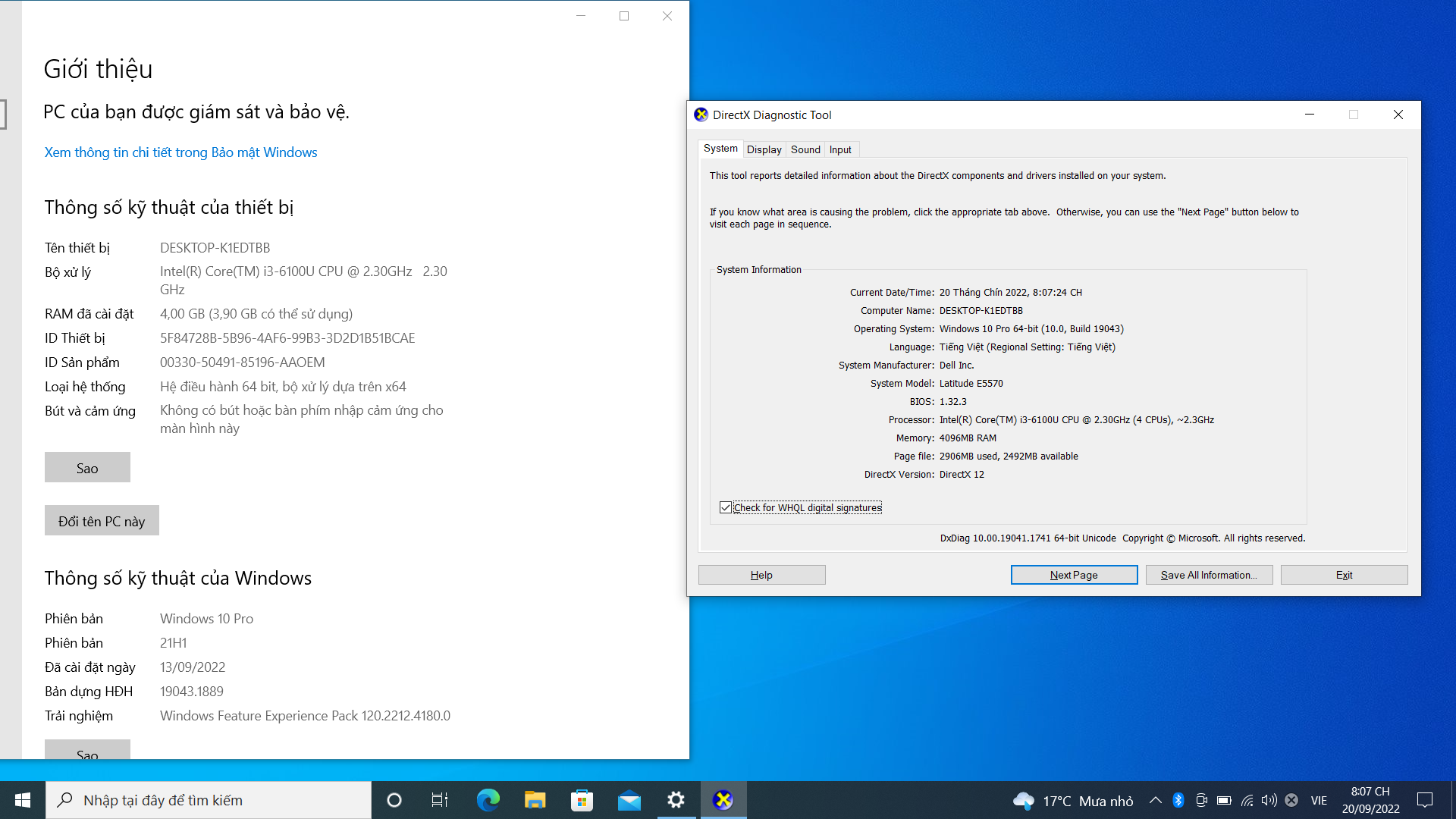 DELL Latitude E5570 Mode 2017 / inch Full HD / Core i3 / 6100U / GHz / Ram 4G / SSD 128G / Win 10 Pro tiếng việt / MS: 20220920 5746 DELL Latitude E5570 Mode 2017 / inch Full HD / Core i3 / 6100U / GHz / Ram 4G / SSD 128G / Win 10 Pro tiếng việt / MS: 20220920 5746